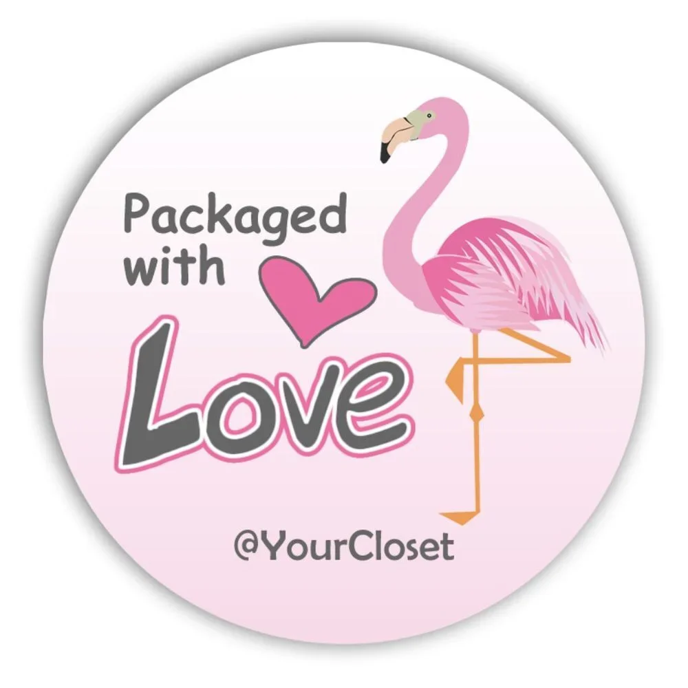 ♥️ 5x25 / 60 Thank You Stickers Flamingo